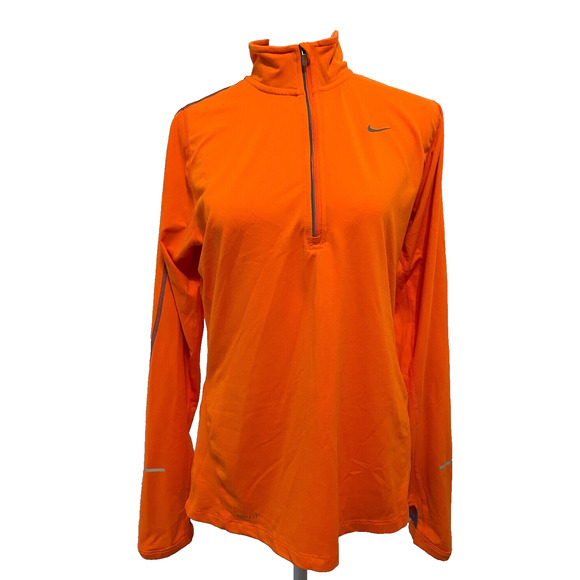 Nike Tops - Nike Running Element Dri-Fit Women's Sz Medium 1/4 Zip Pullover Neon Orange